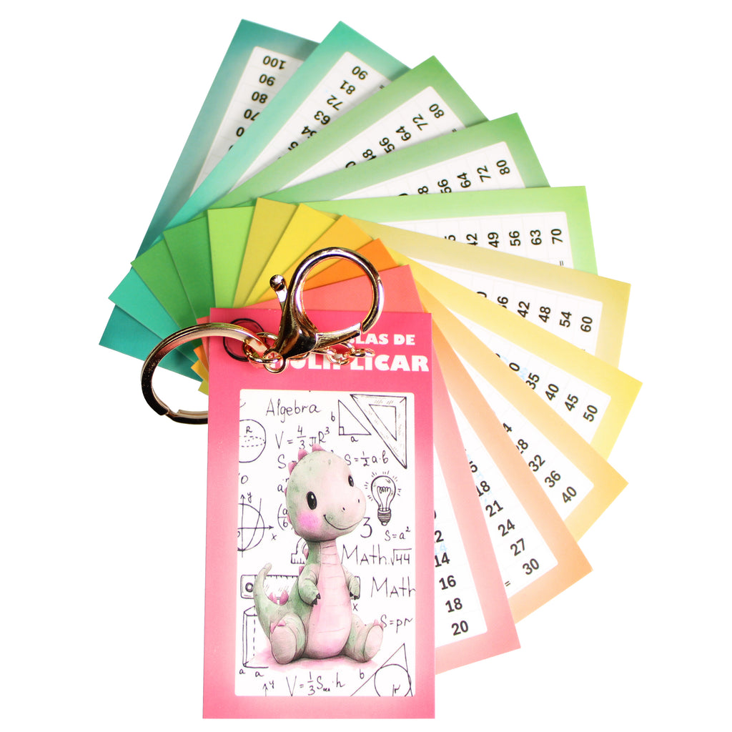 Tabla Multiplicar Llavero Didactico Indispensable Dino Pink