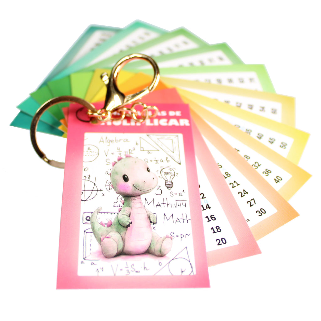 Tabla Multiplicar Llavero Didactico Indispensable Dino Pink