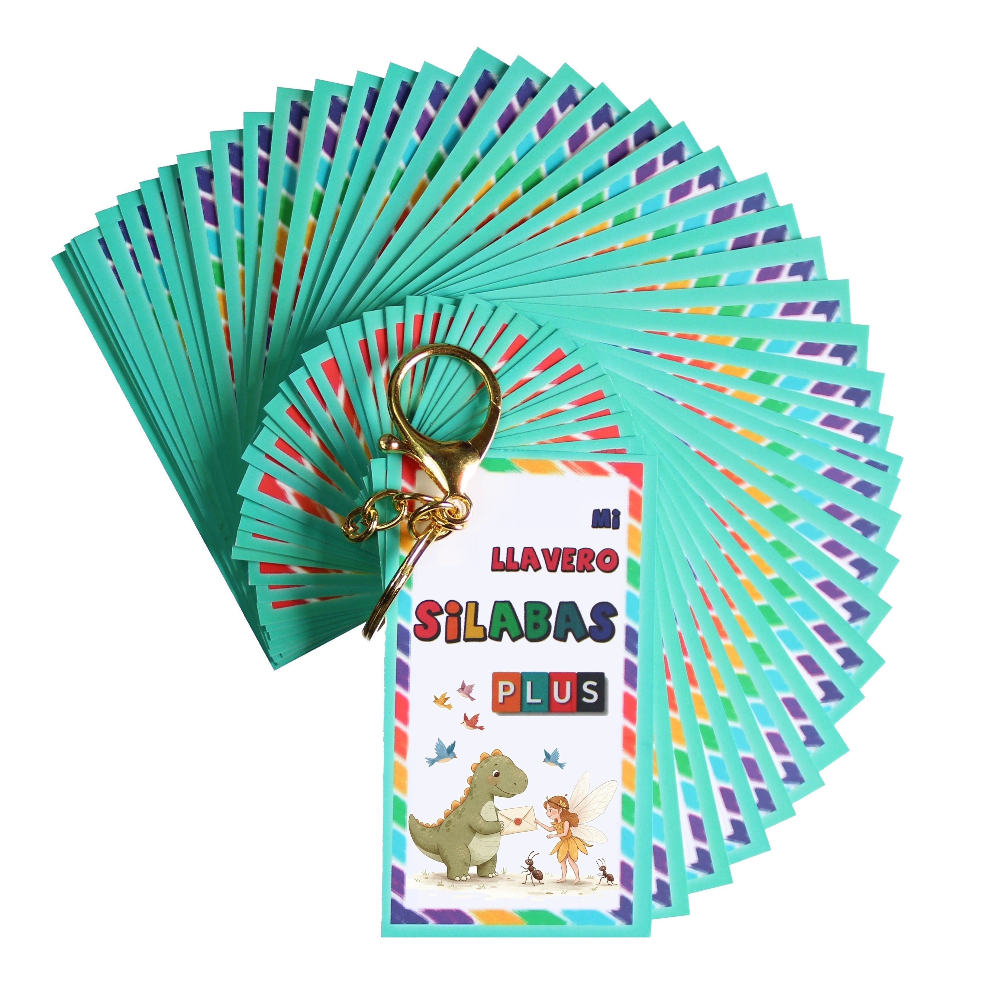 Llavero Silabario Didáctico Plus Lecto-escritura Indispensable Basico Para Educación Escolar Dinosaurio