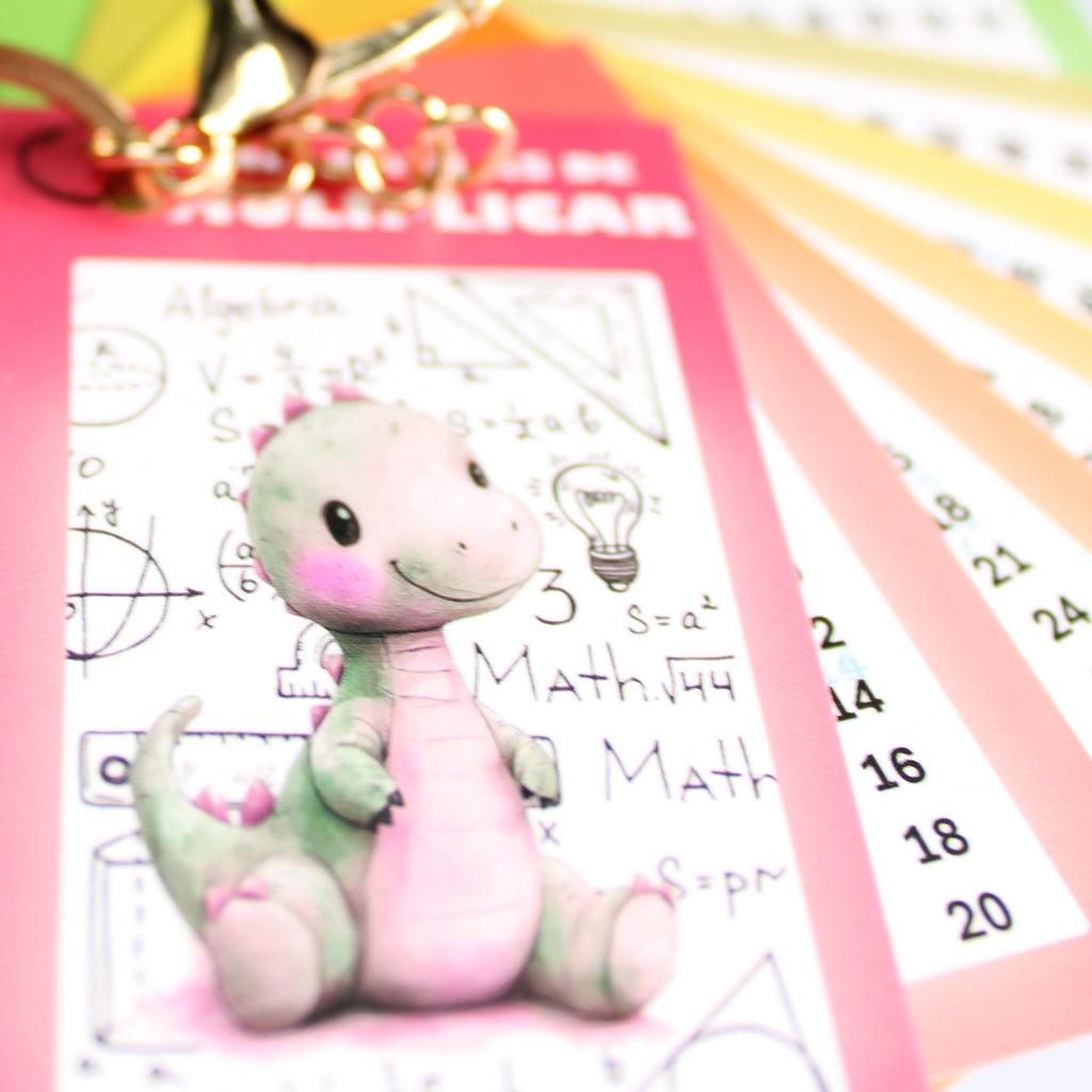 Tabla Multiplicar Llavero Didactico Indispensable Dino Pink