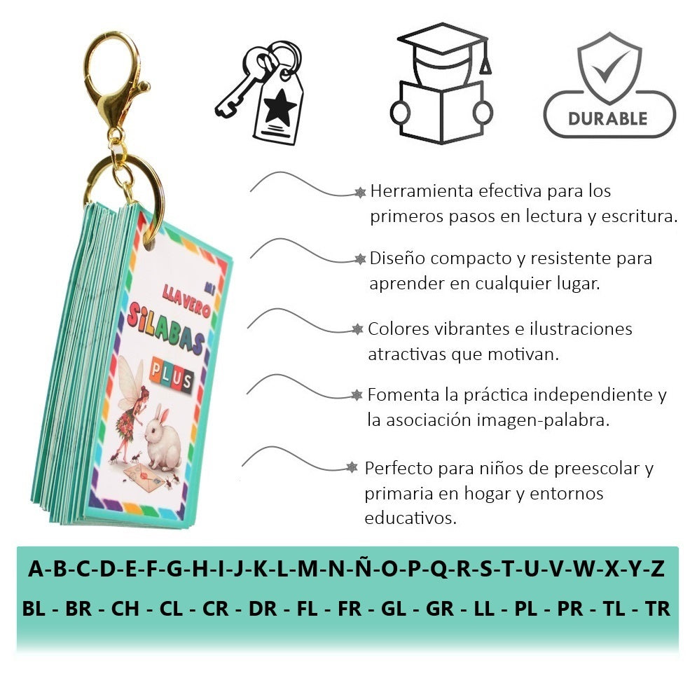 Llavero Silabario Didáctico Plus Lecto-escritura Indispensable Basico Para Educación Escolar Hada
